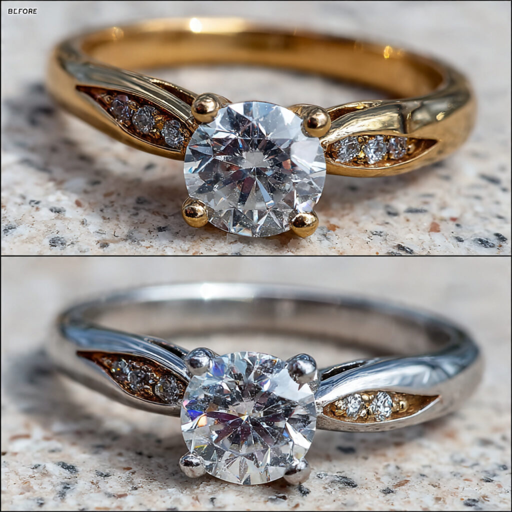 ring redesign before and after metal transformation
