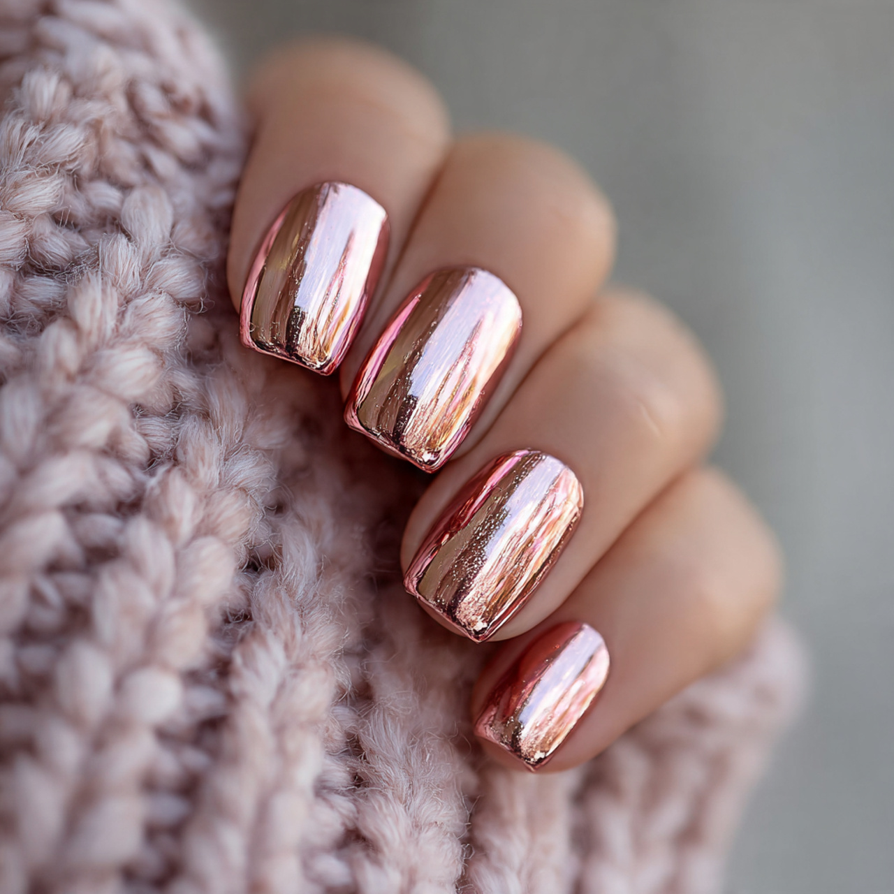 Rose Gold Chrome Nails