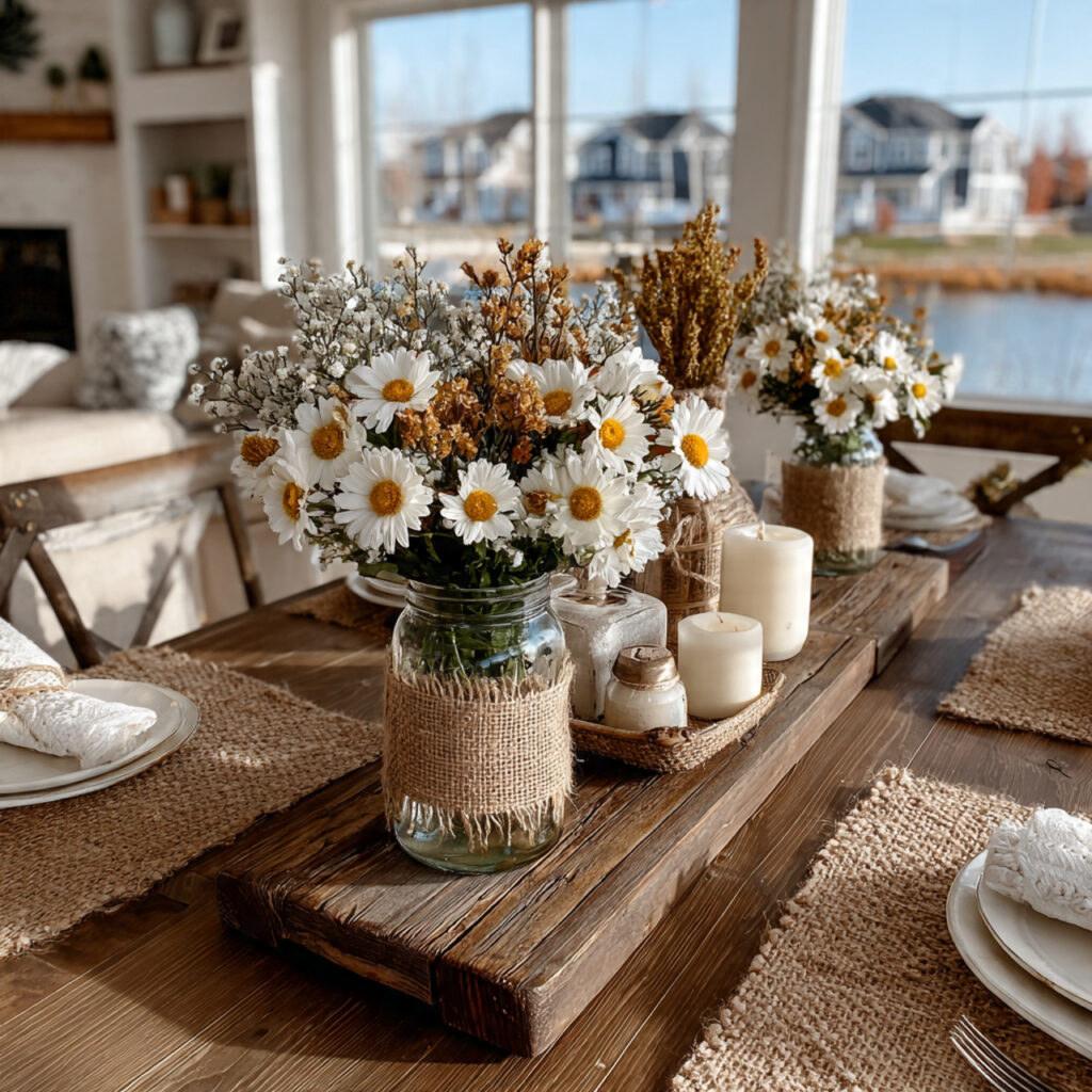 22 DIY Dollar Tree Centerpieces That Are Easy and Elegant 2 rustic diy dollar tree centerpiece using mason