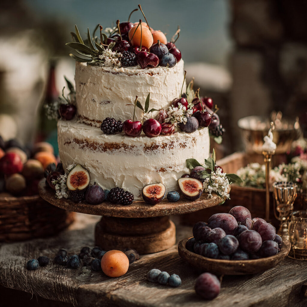 rustic wedding cake with textured buttercream frosting