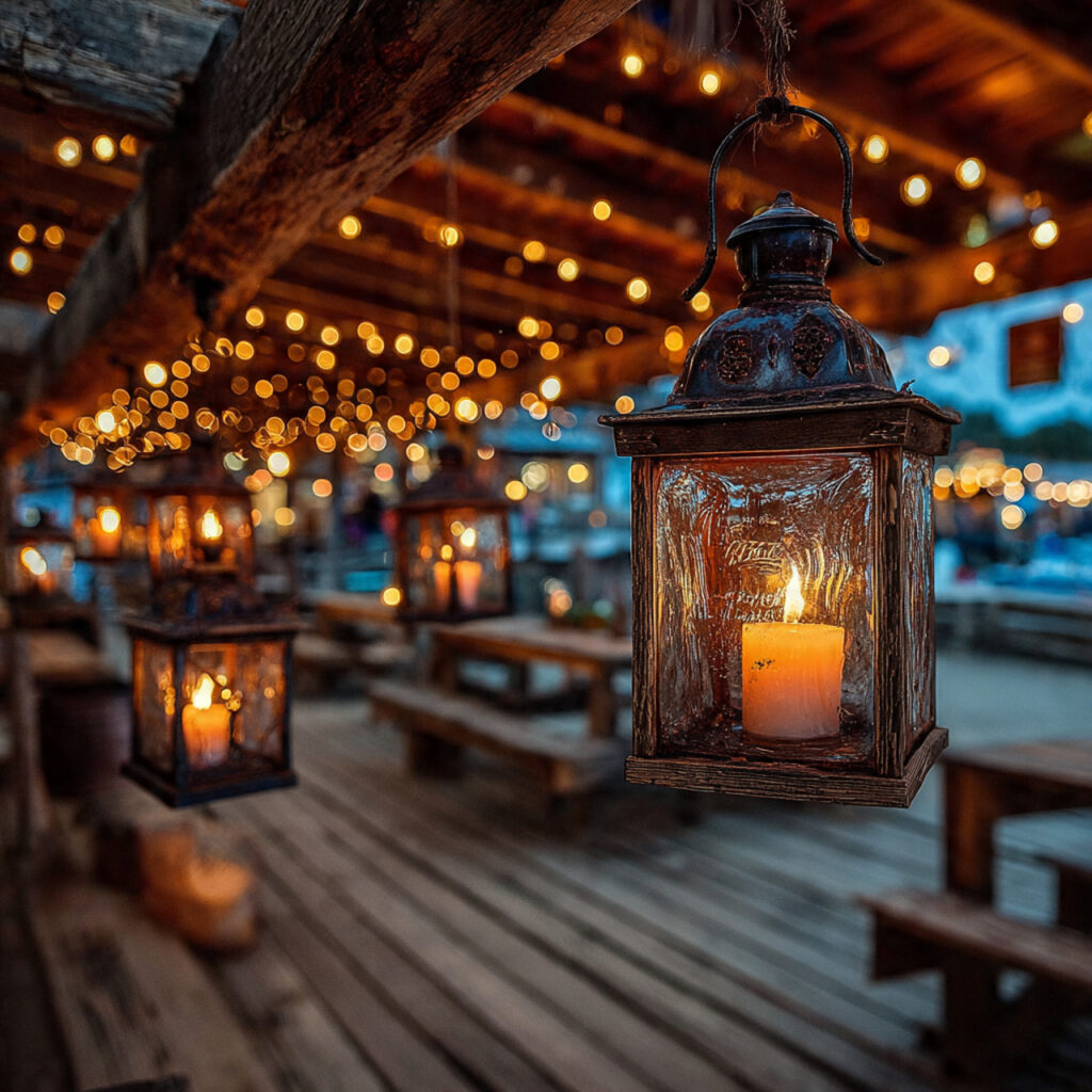 rustic wedding d cor featuring mason jar lanterns