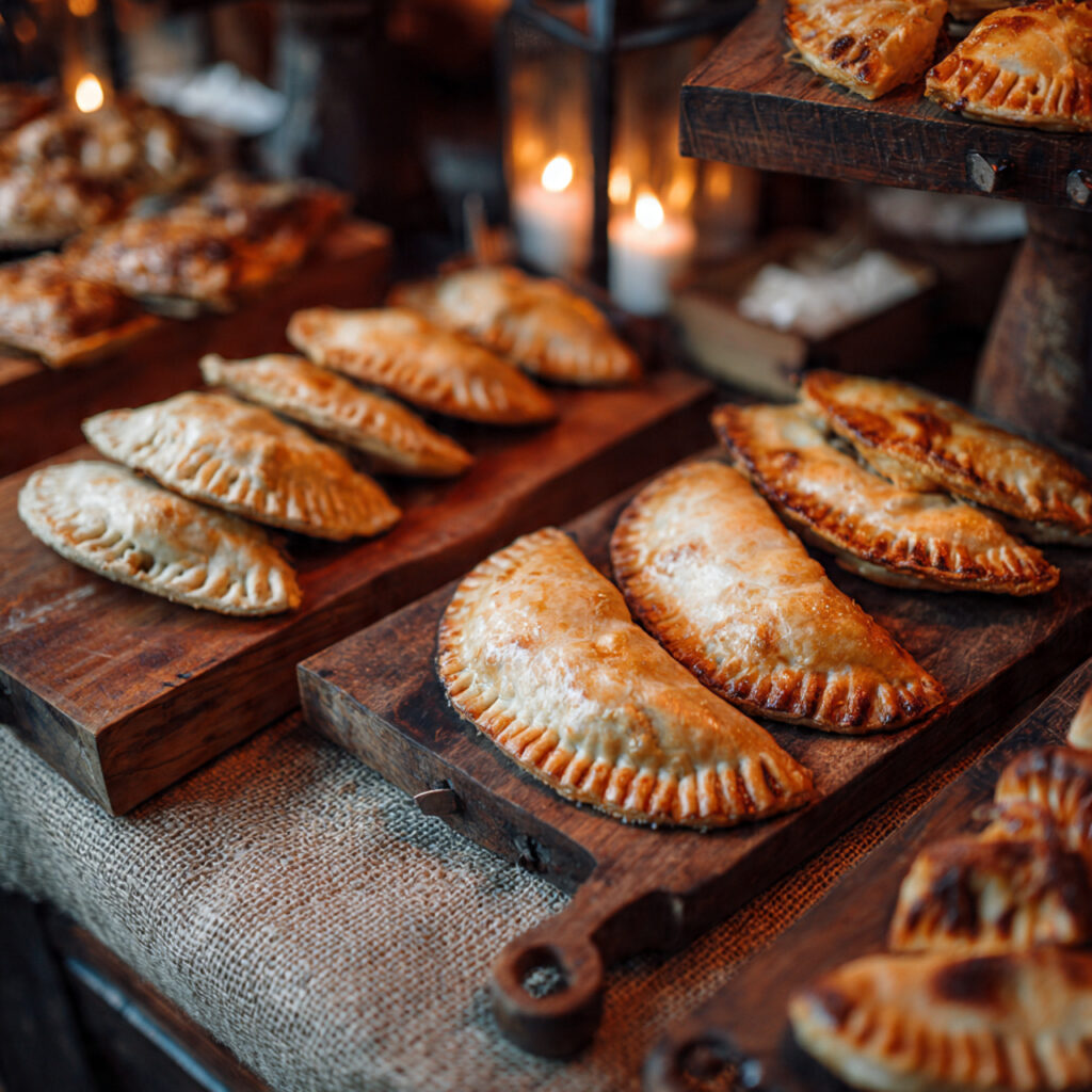 rustic wedding hand pie snack bar with
