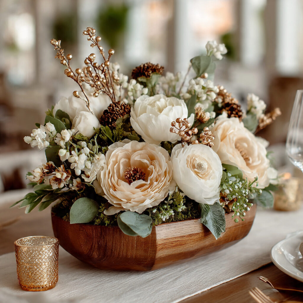 shallow decorative bowls filled with floral foam