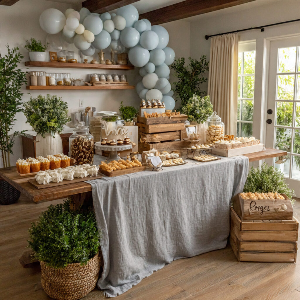 simple budget friendly baby shower setup with diy