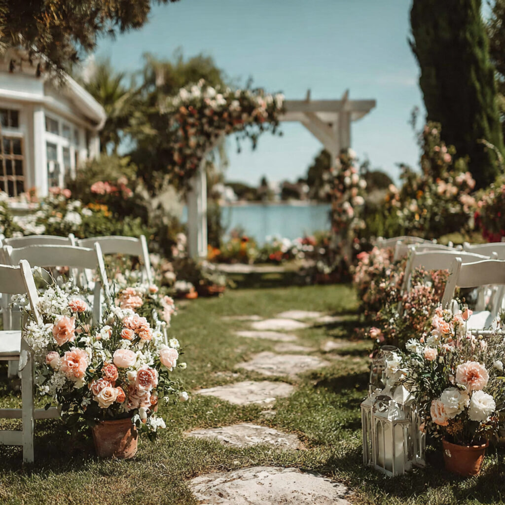 simple wedding ceremony setup with chairs facing