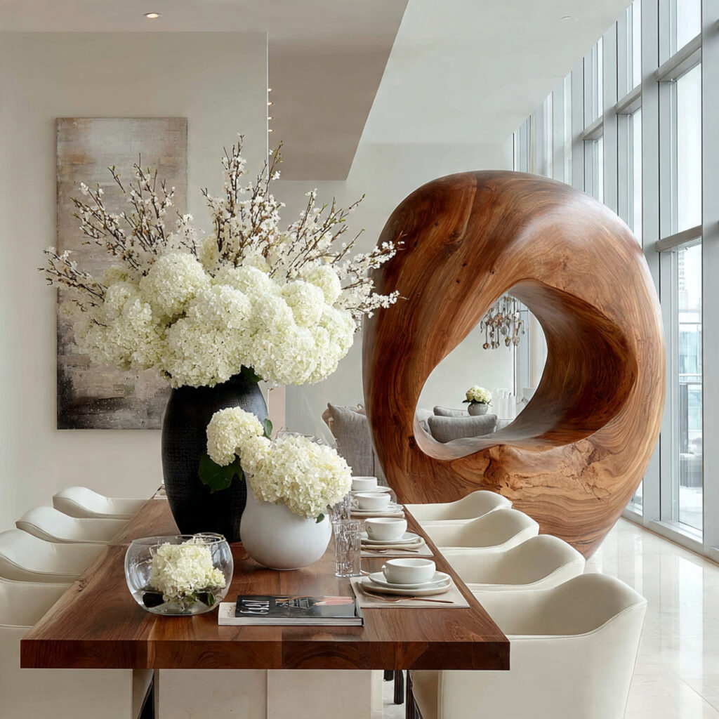 single sculptural object used as a centerpiece