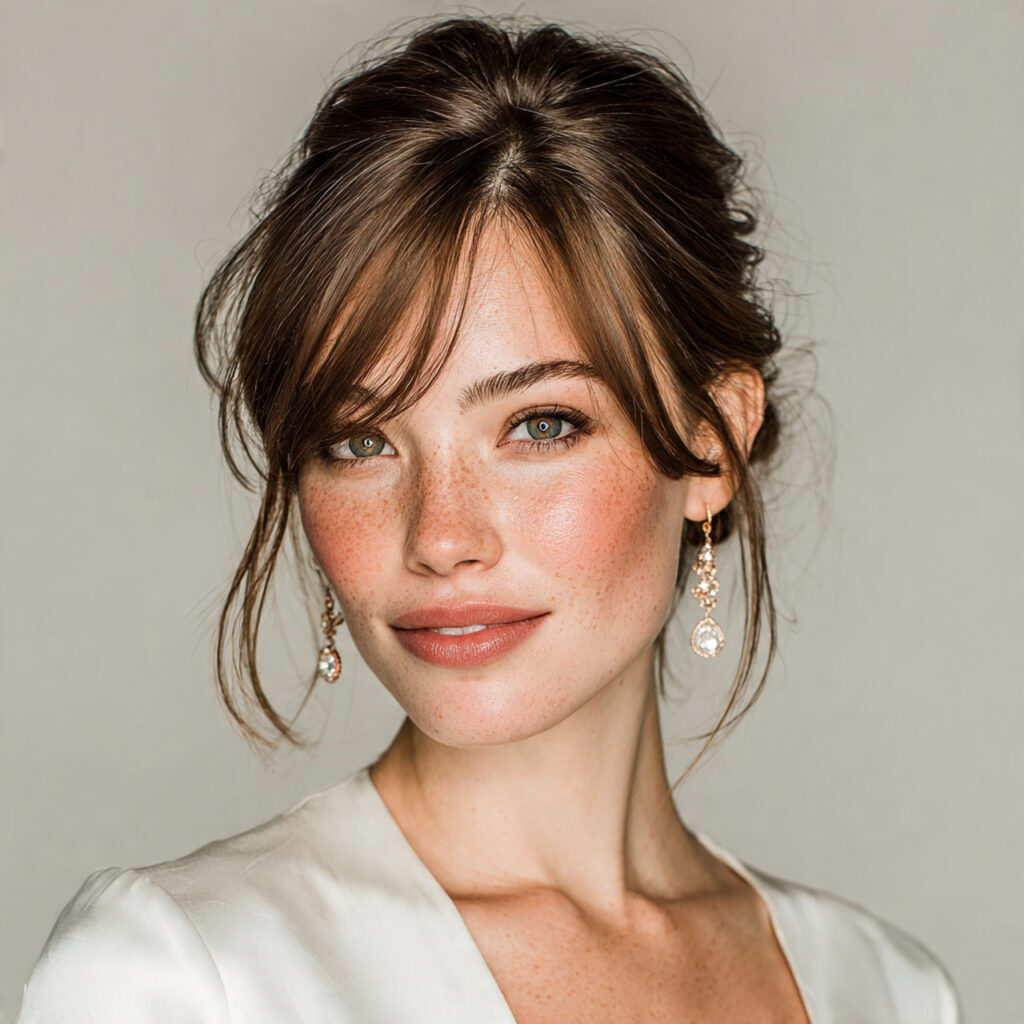 soft glam bride with light powder application