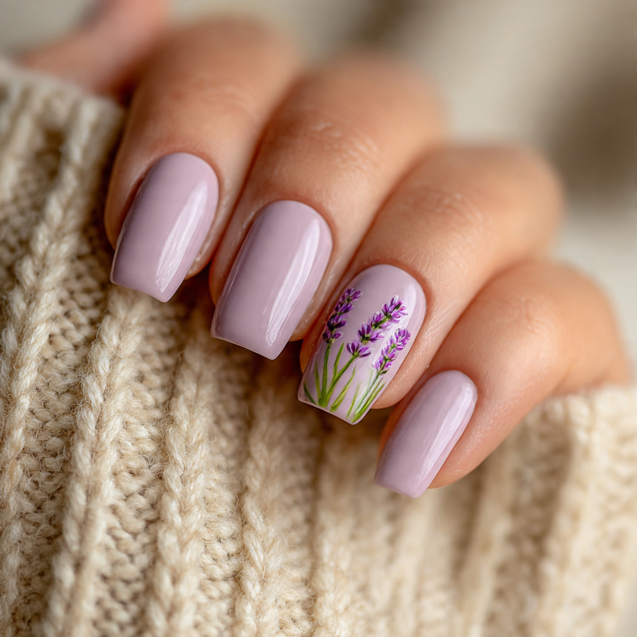 Soft Lavender Neutral Nails