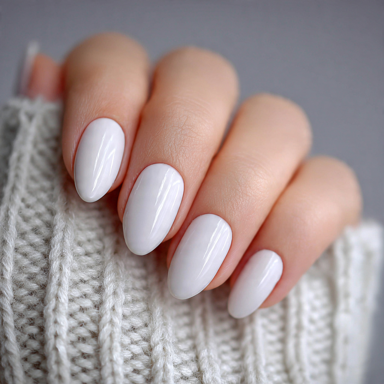 Soft White Almond Nails