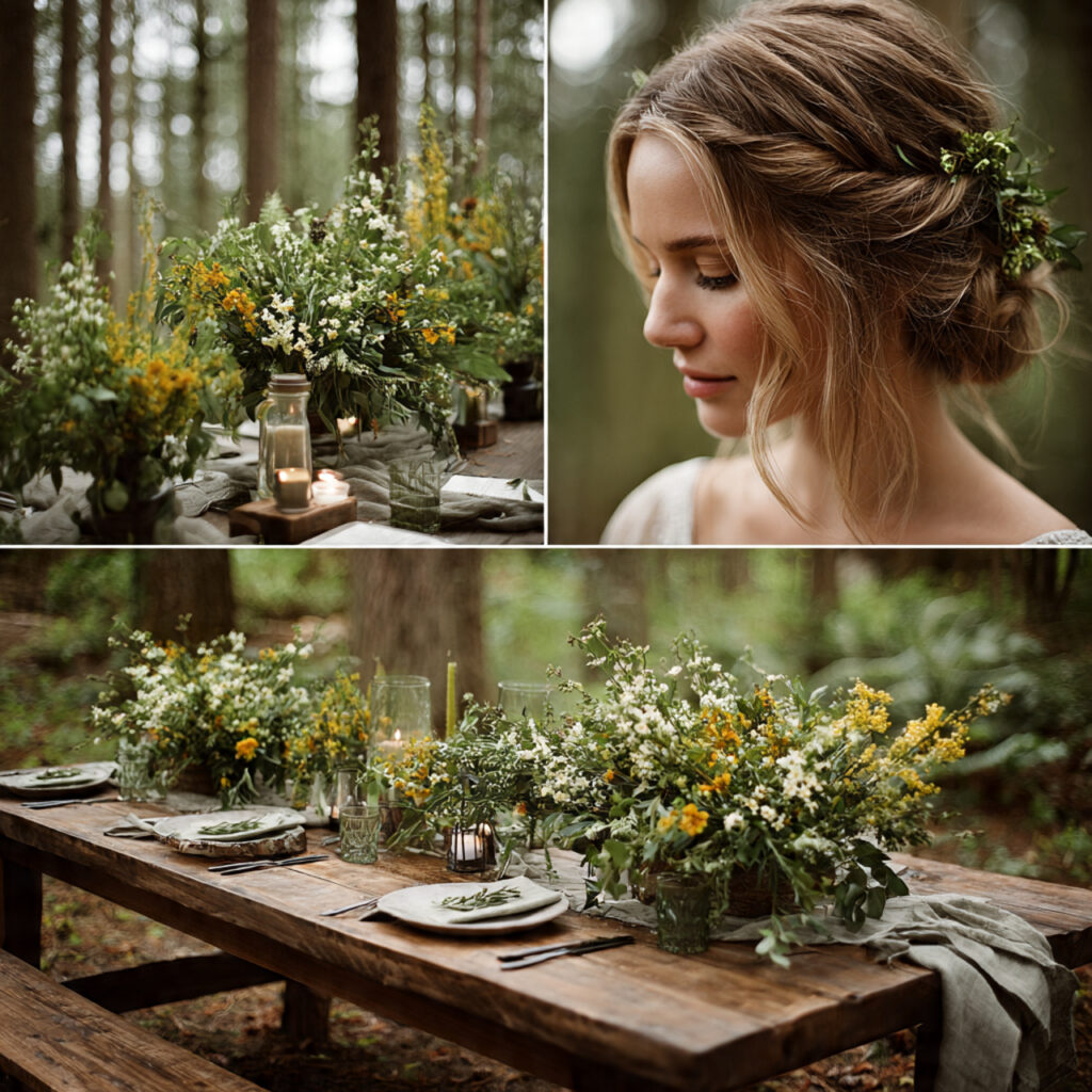 spring forest wedding with fresh sprout green