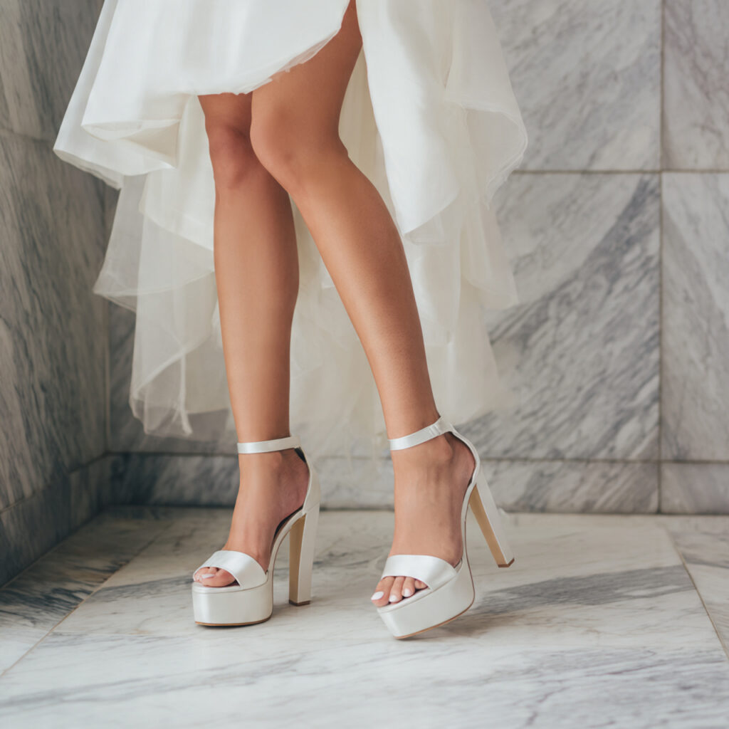 stylish bridal platform heels with balanced sole