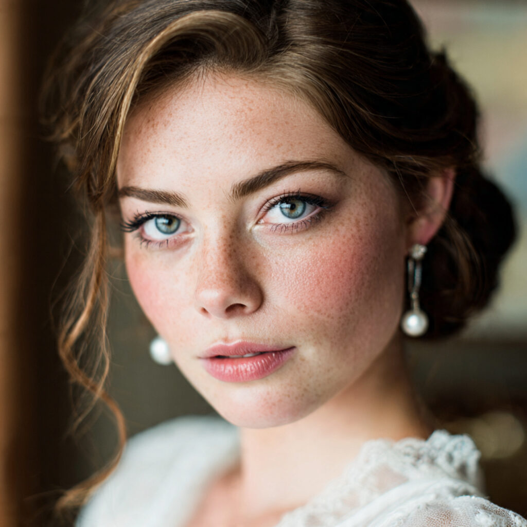 timeless vintage bridal makeup with neutral eyes
