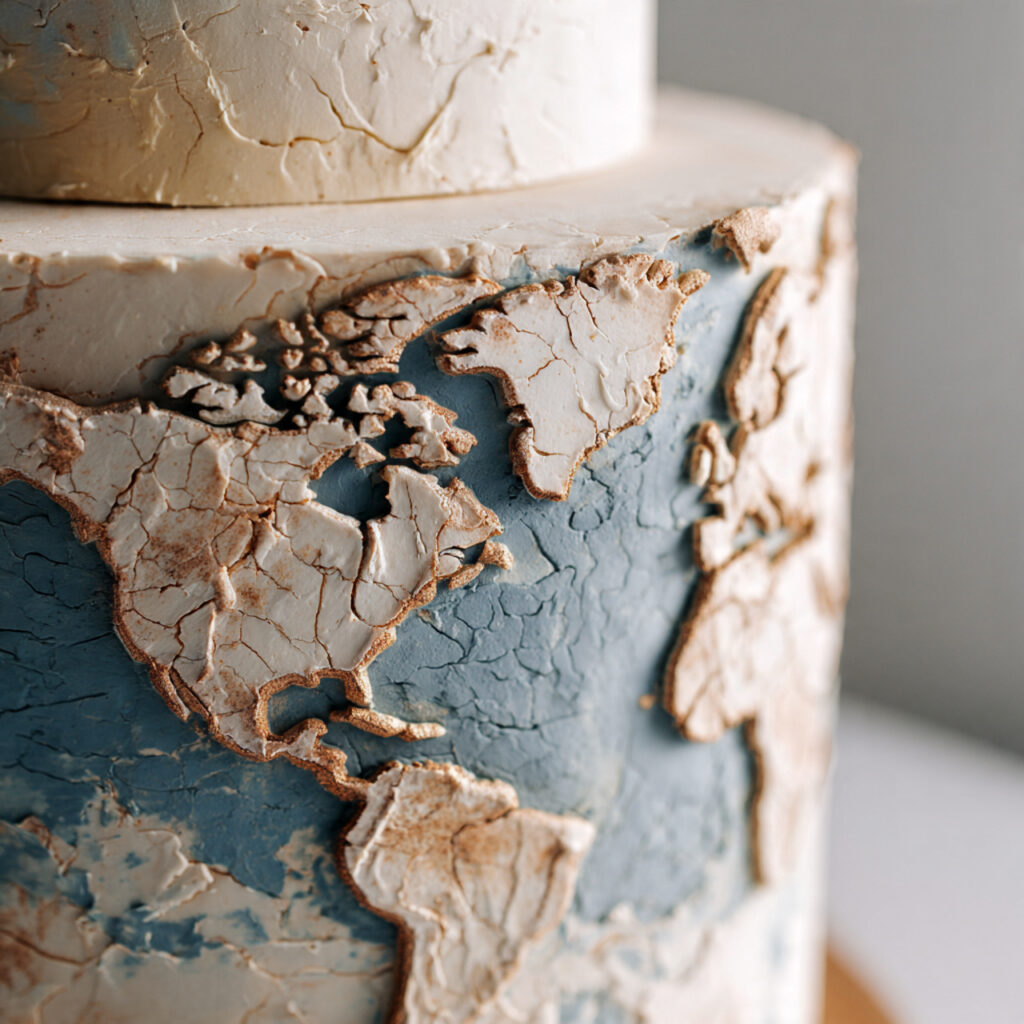 travel inspired groom s cake with muted world map