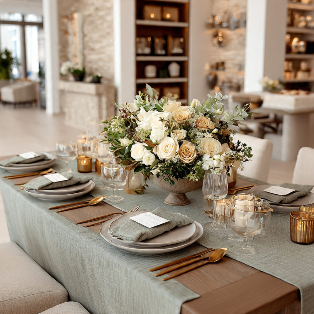 understated luxury bridal shower with premium linens