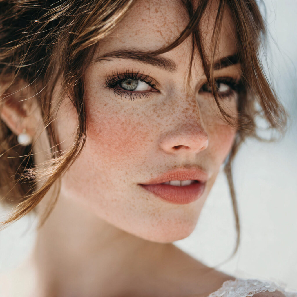 vintage bridal makeup featuring natural flushed cheeks