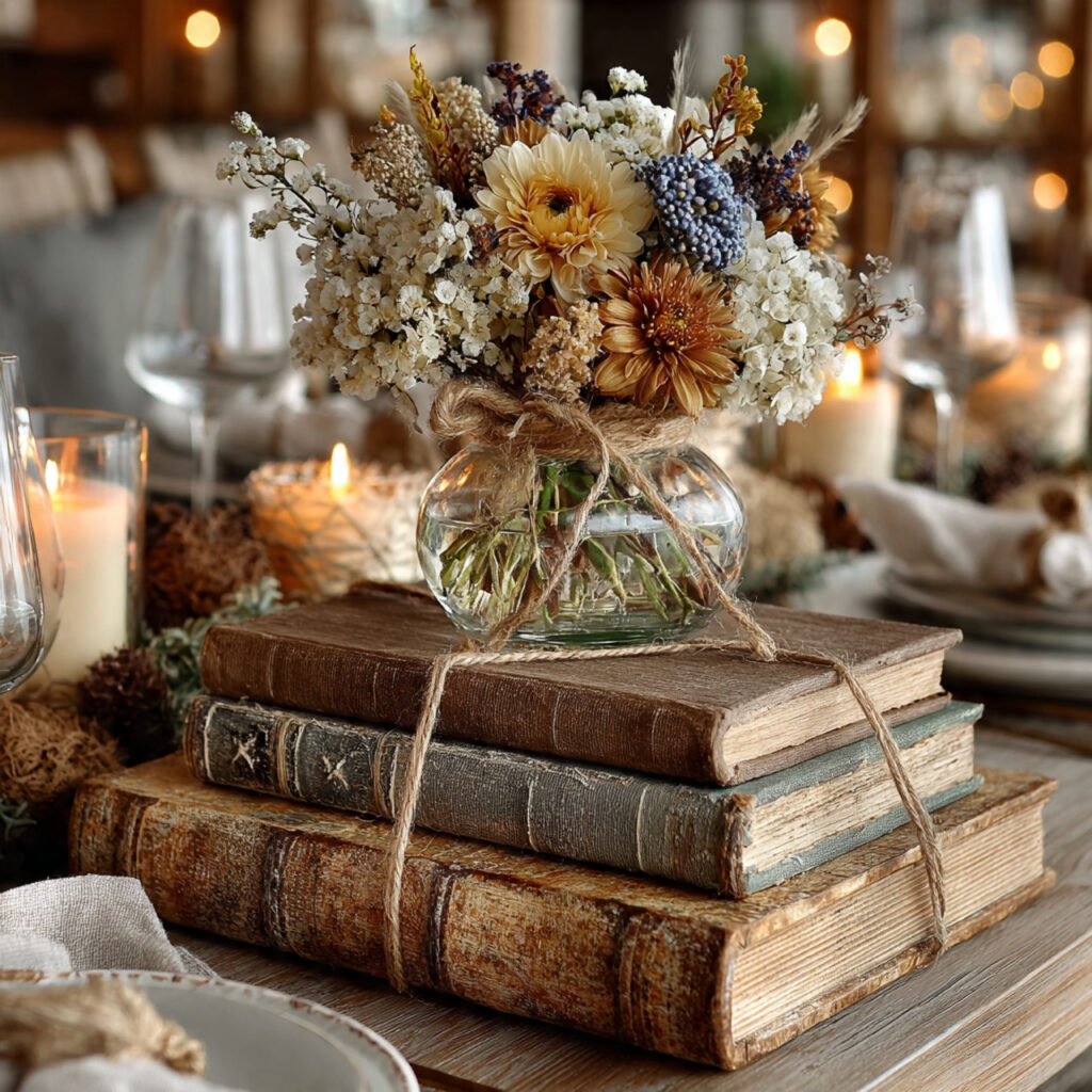 22 DIY Dollar Tree Centerpieces That Are Easy and Elegant 10 vintage inspired dollar tree centerpiece with stacked