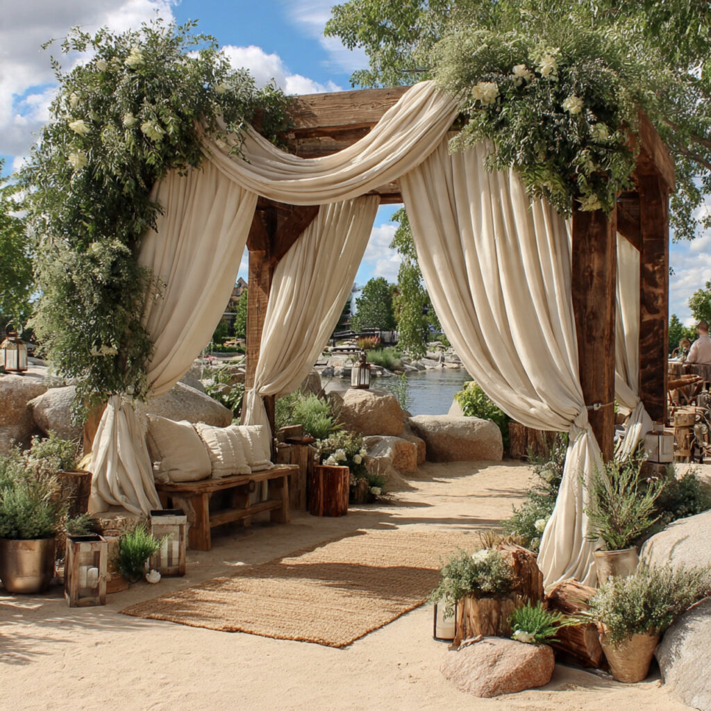 wedding ceremony using trees and greenery as