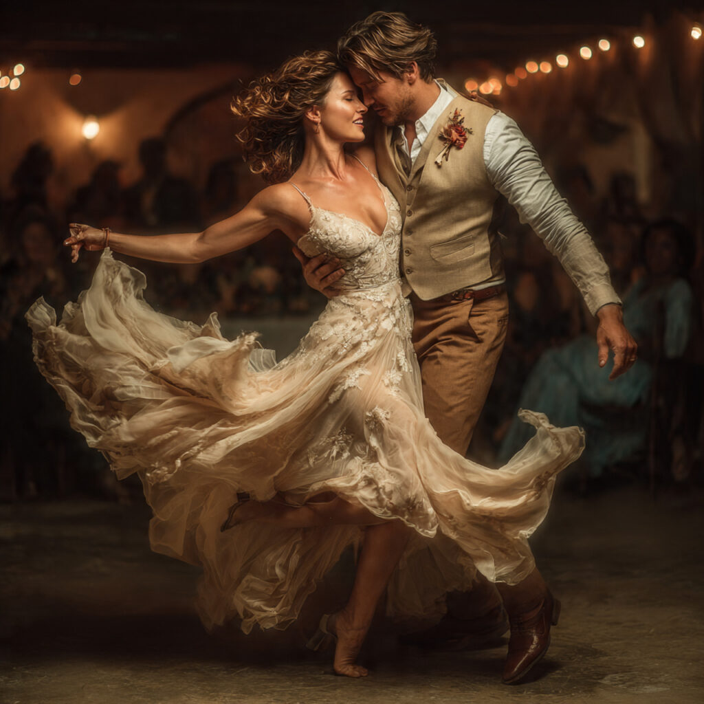 wedding couple swaying slowly on dance floor