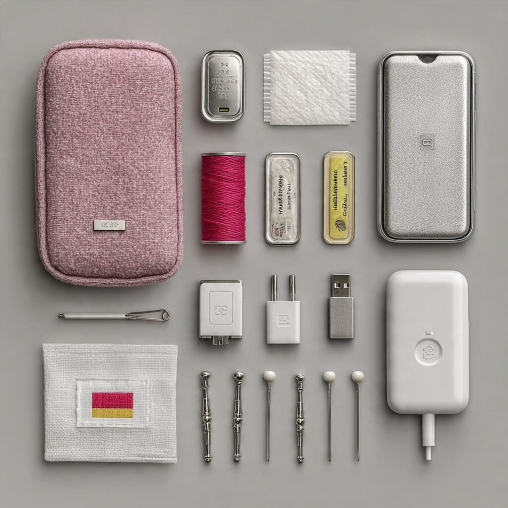 wedding emergency kit neatly arranged with safety