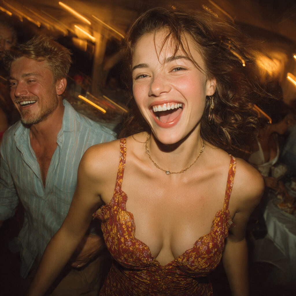 wedding guests laughing and dancing casually relaxed