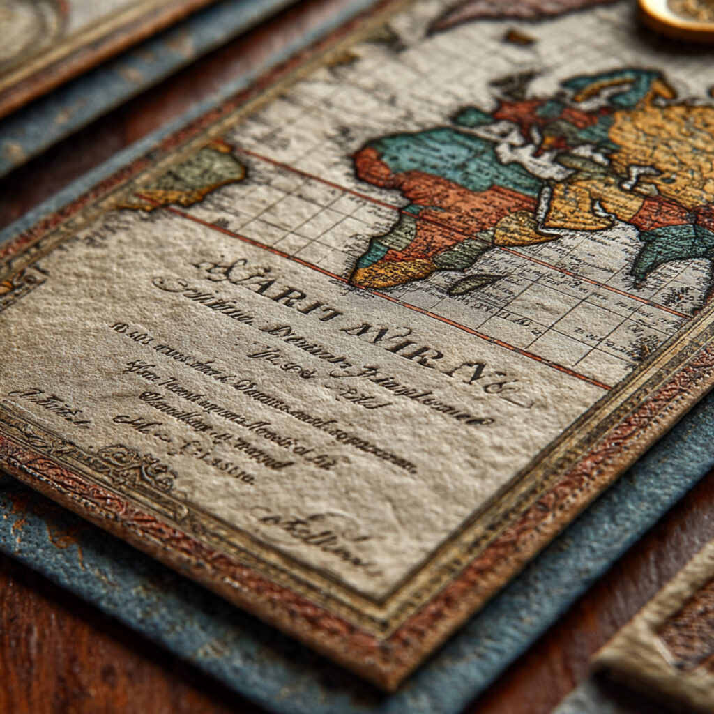 19 Vintage Wedding Invitations for Elegant and Classic Ceremonies 18 wedding invitation featuring antique map background faded