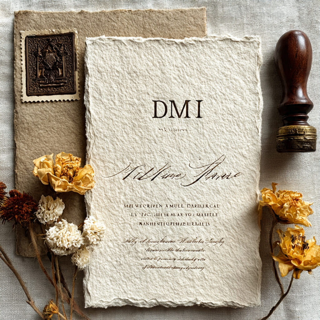 19 Vintage Wedding Invitations for Elegant and Classic Ceremonies 15 wedding invitation printed on deckle edge handmade paper