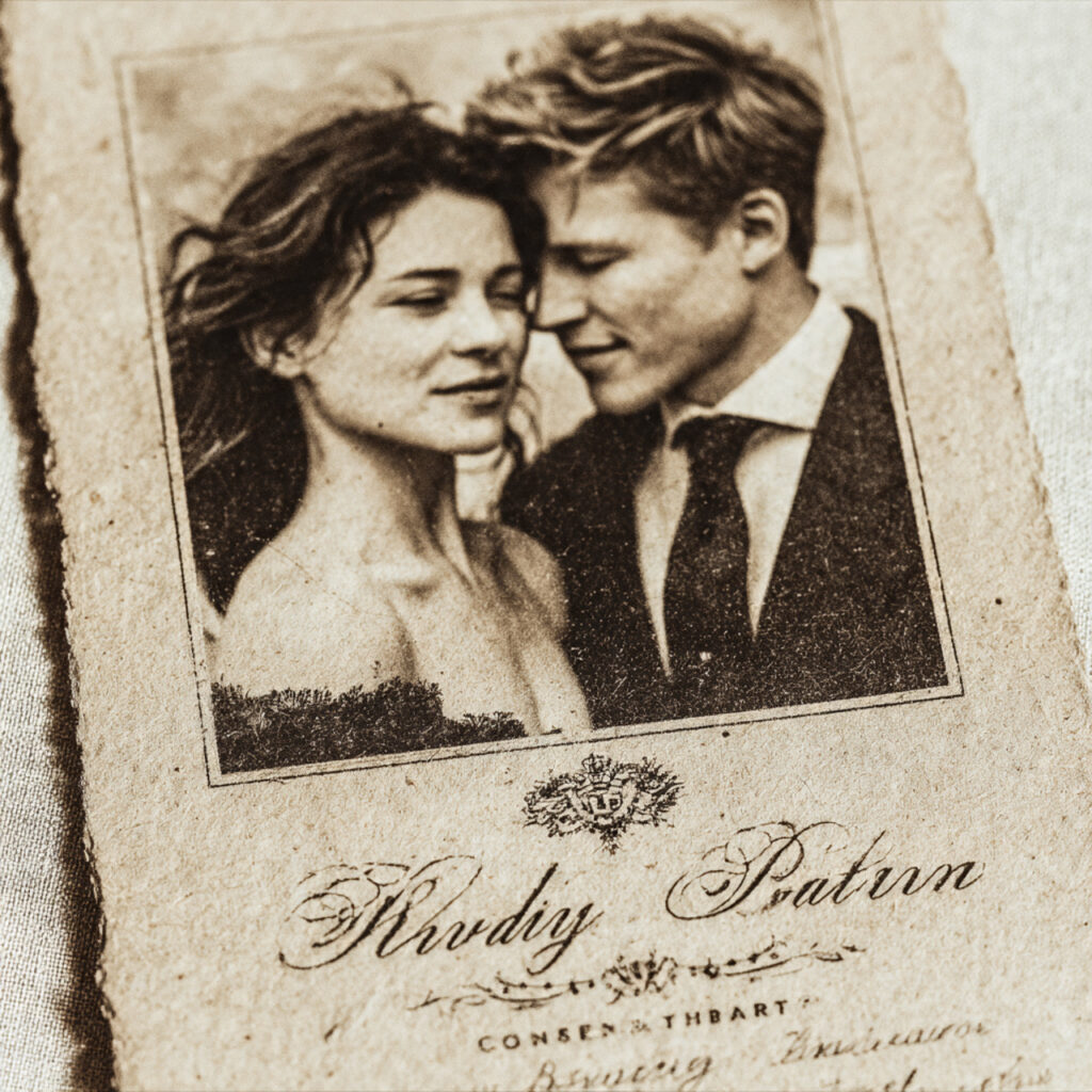 19 Vintage Wedding Invitations for Elegant and Classic Ceremonies 7 wedding invitation with sepia toned engagement photo insert