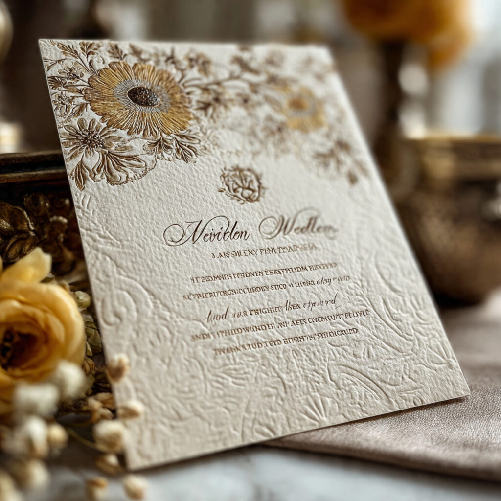 19 Vintage Wedding Invitations for Elegant and Classic Ceremonies 12 wedding invitation with subtle lace pattern overlay