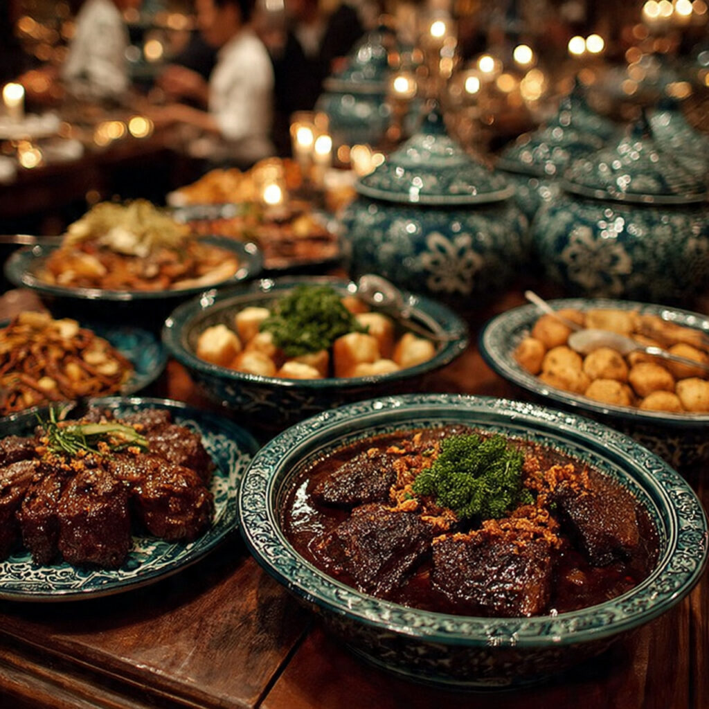 wedding reception showcasing traditional cultural feast with