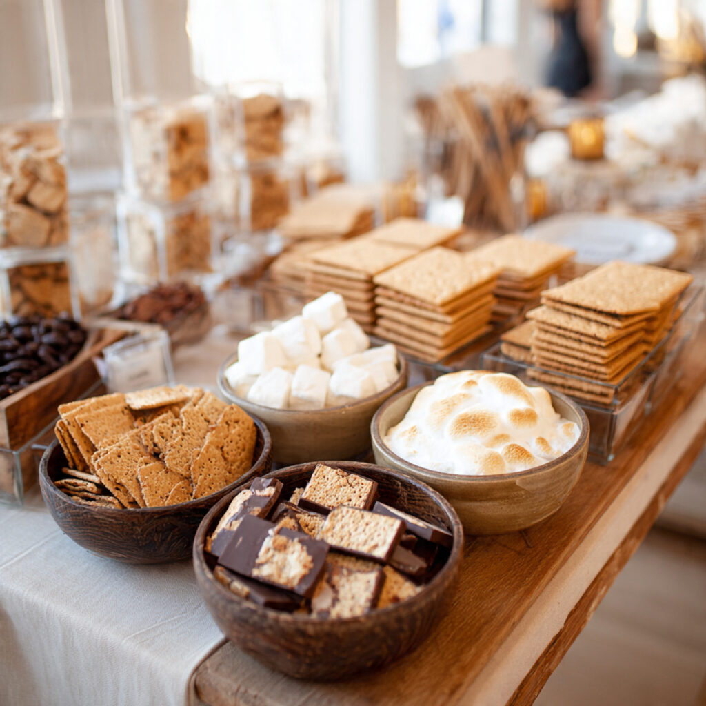 wedding s mores snack bar with graham crackers