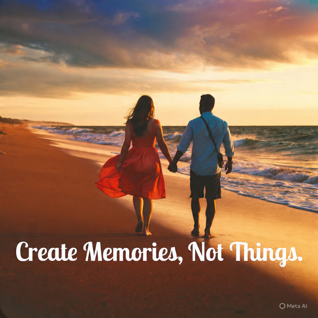 a couple enjoying a peaceful beach sunset walking
