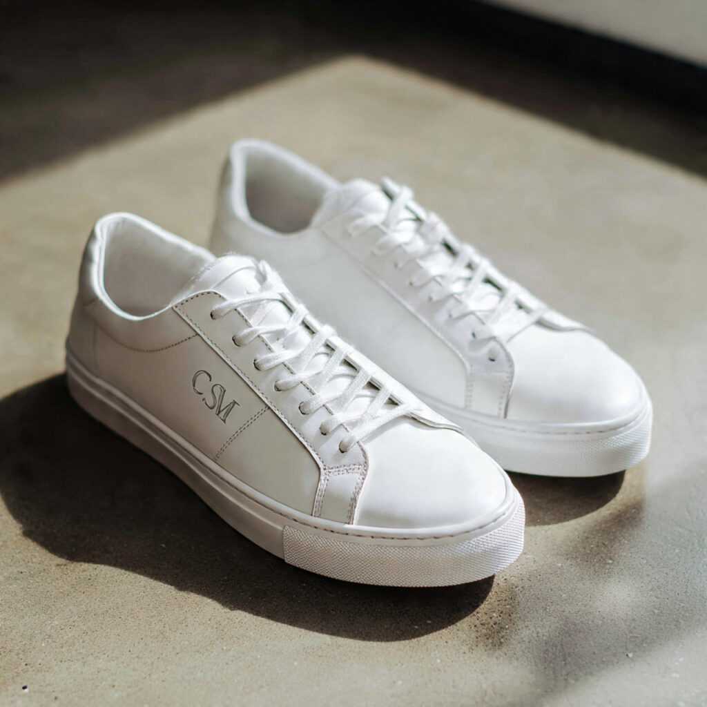 custom designed sneakers with subtle initials clea