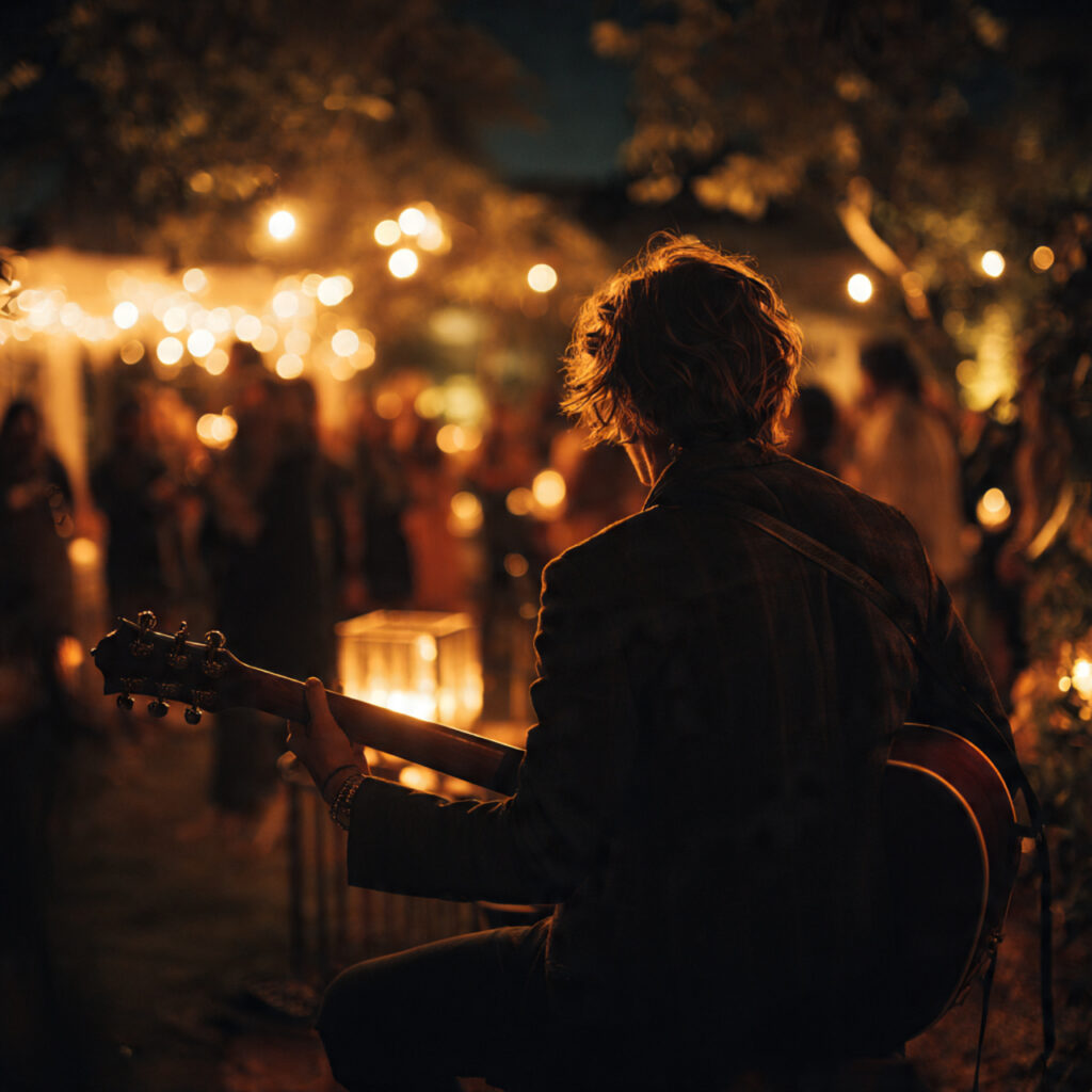 live acoustic music at small wedding ceremony guit