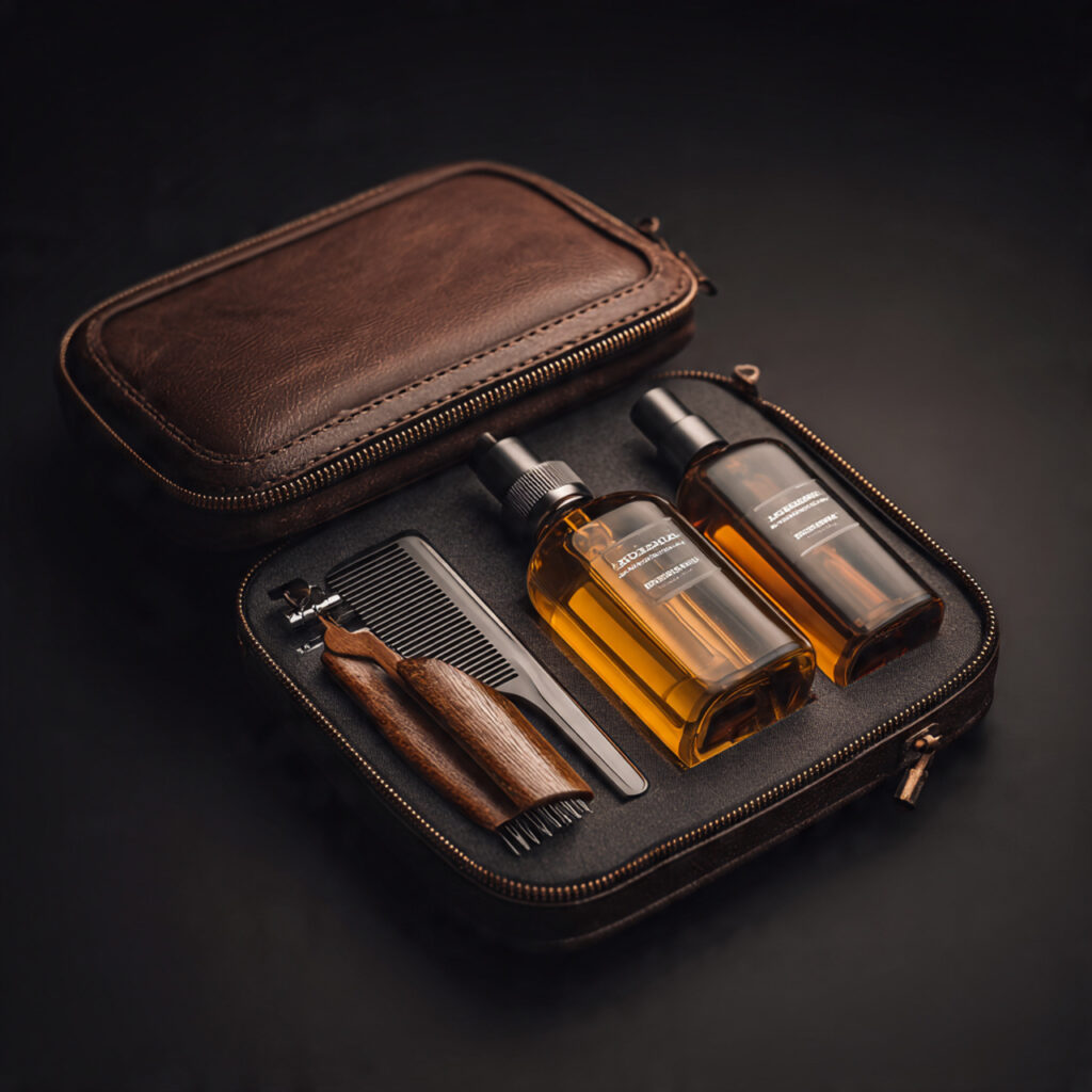 luxury mens grooming kit with beard oil comb razor