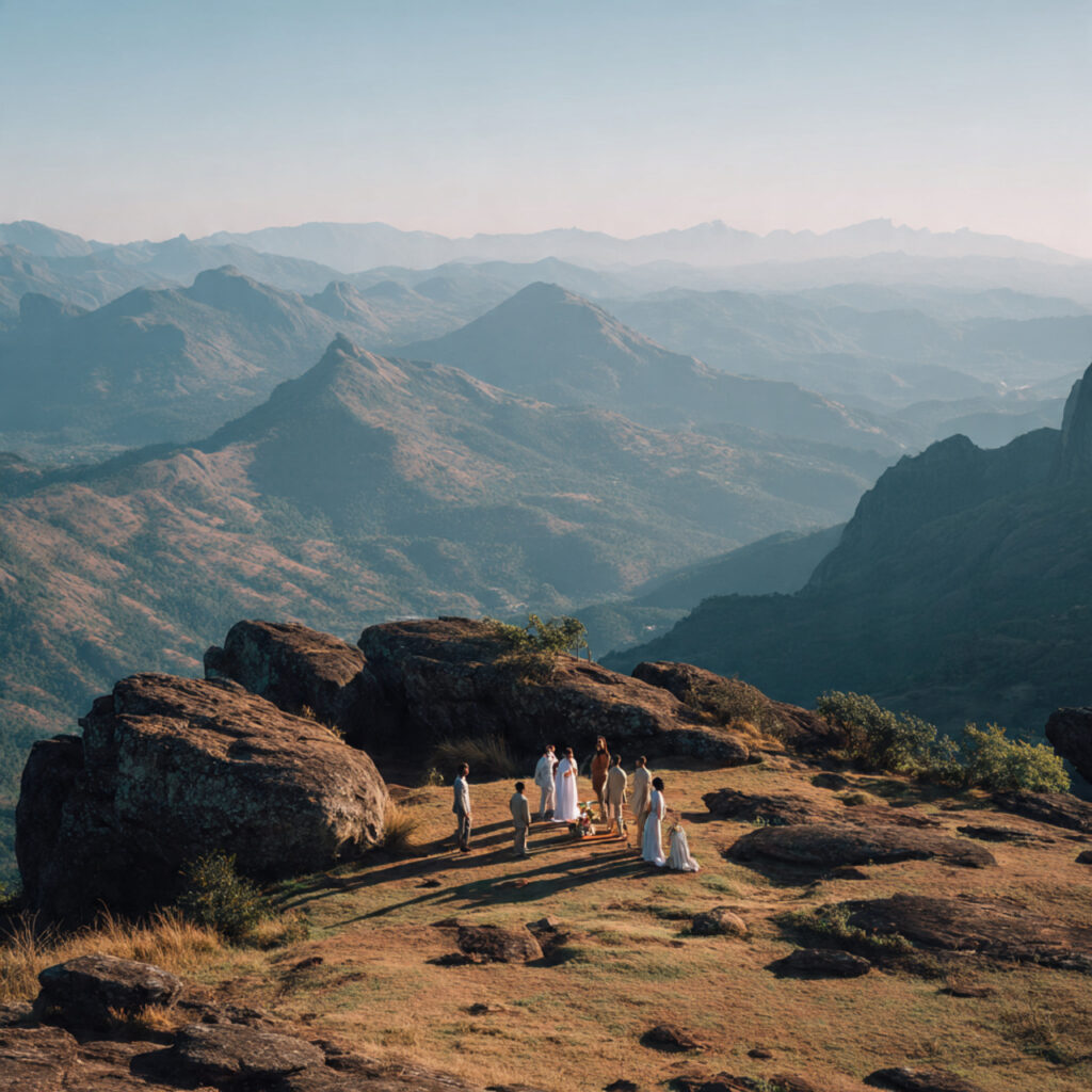 small destination wedding in mountains couple with
