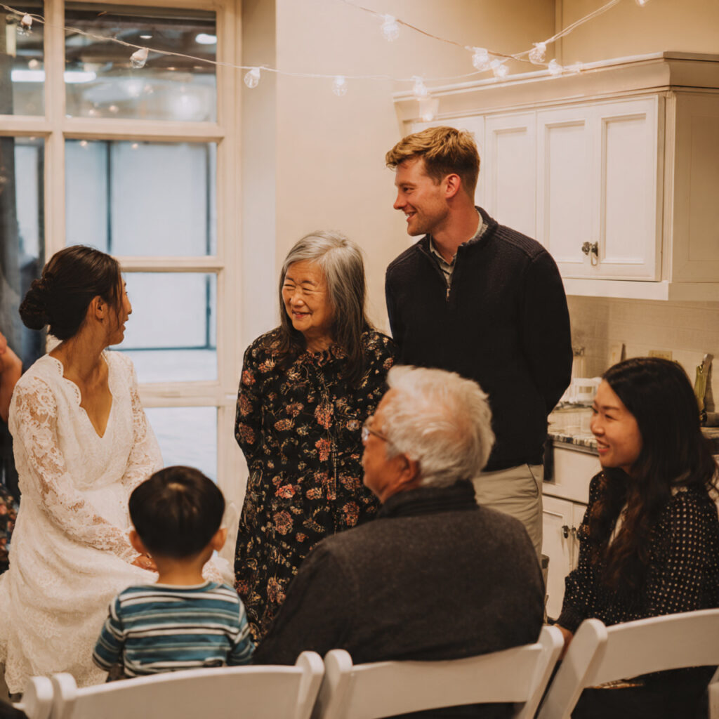 small family wedding ceremony with close relatives