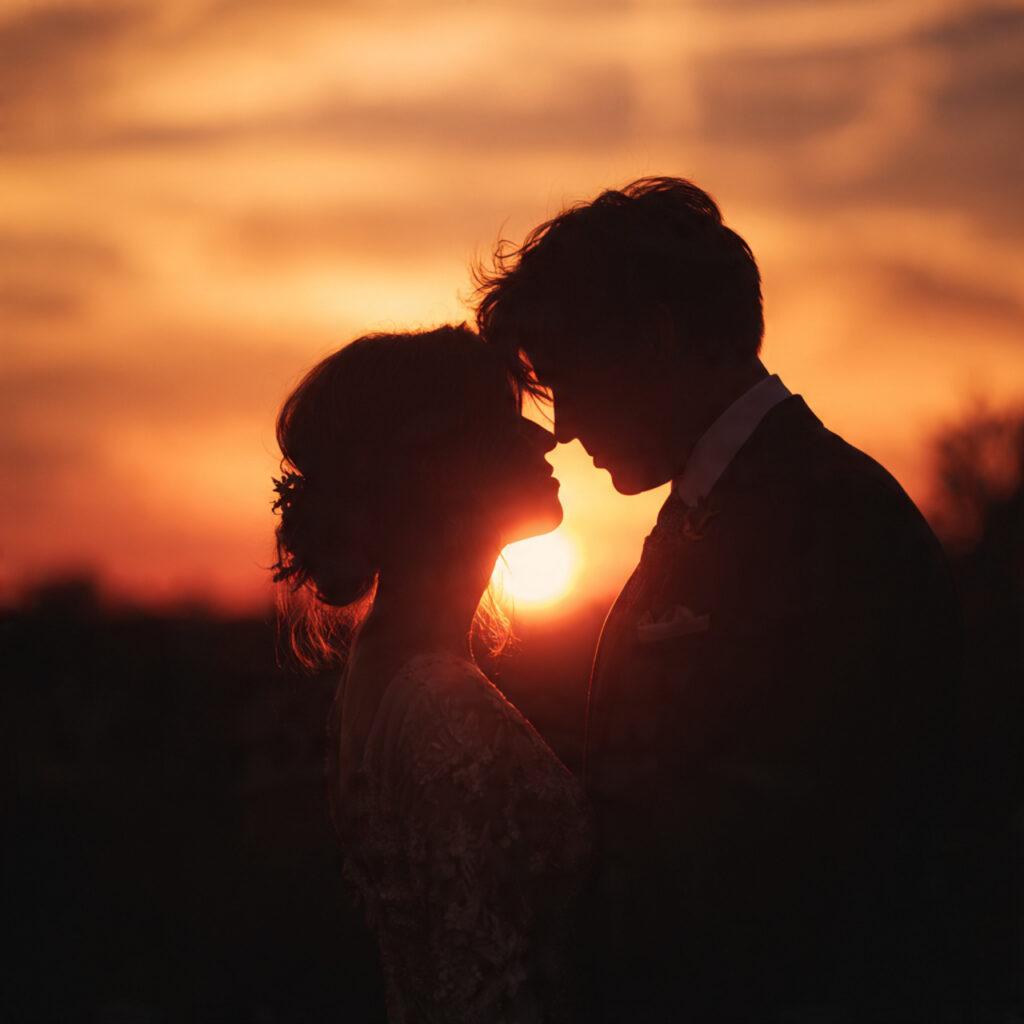 sunset intimate wedding ceremony golden hour light 1