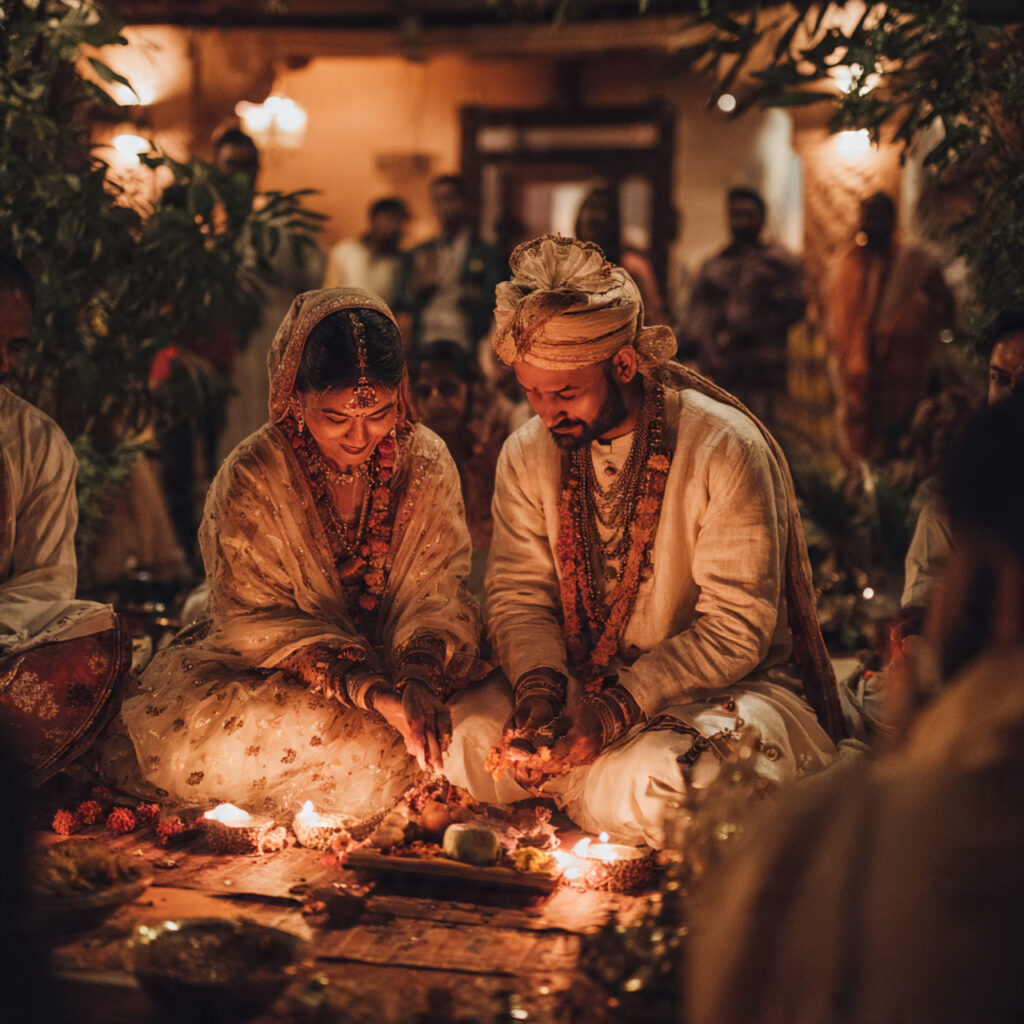 traditional intimate wedding ritual couple perform