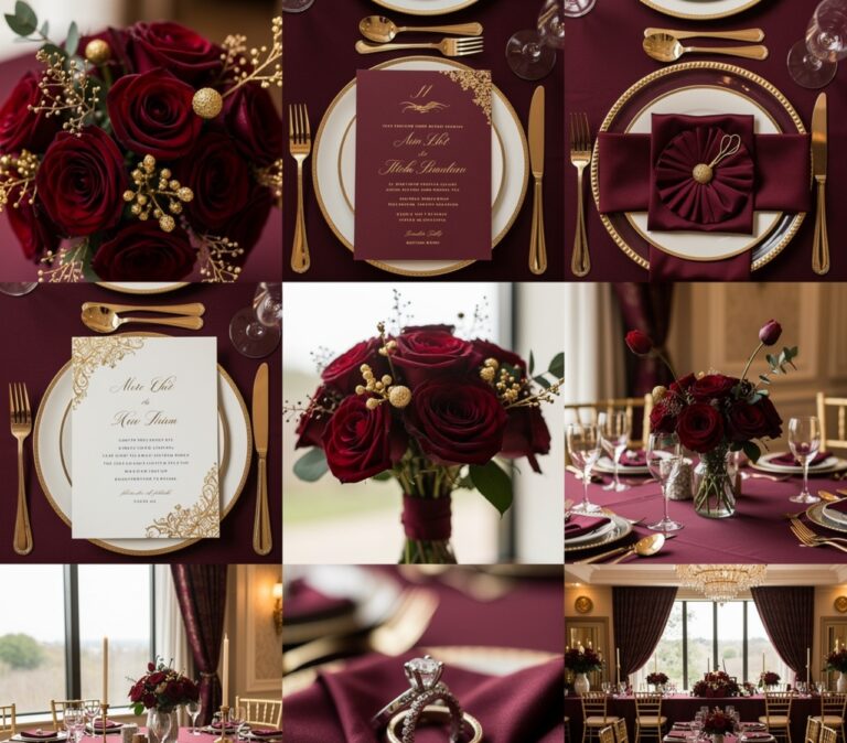 burgundy and gold wedding