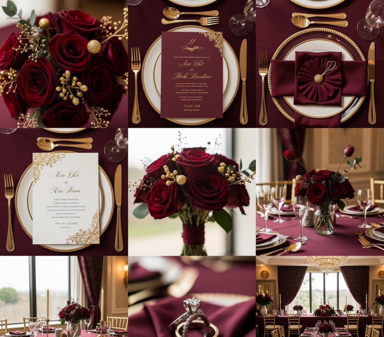 burgundy and gold wedding