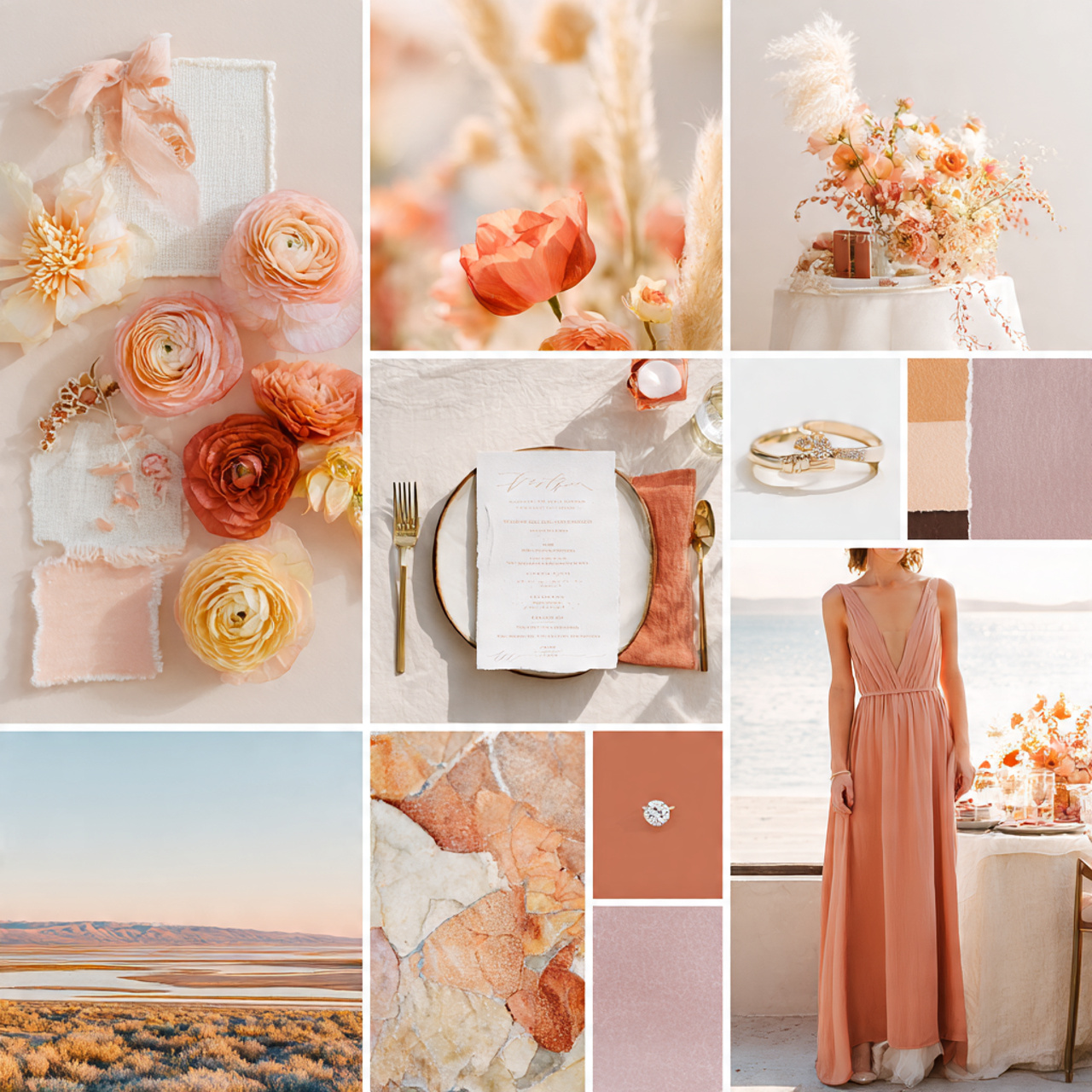 sunset color palette wedding
